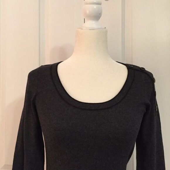 Ann Taylor Loft Charcoal Grey Scoop Neck Cotton Blend Sweater Size XS - Picture 2 of 6